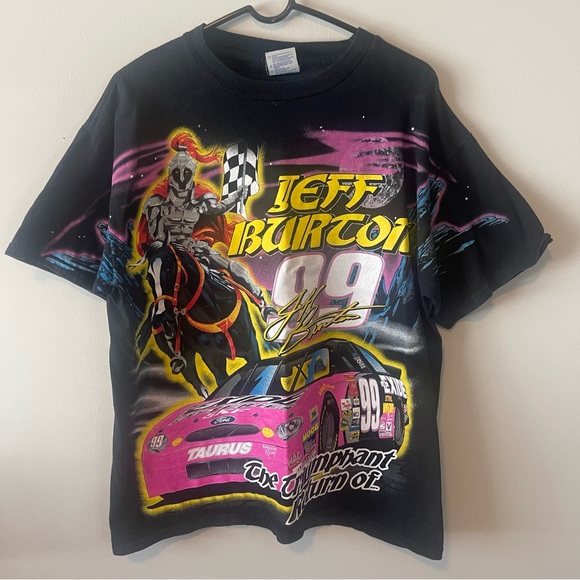 Nascar Other - 90s NASCAR Jeff Burton double sided print graphic tee L